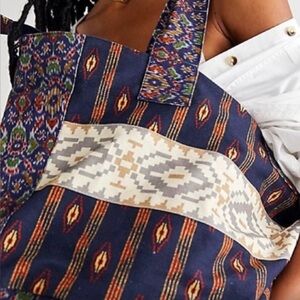 Free People Basel Tassel Indigo Southwestern Patchwork Tote Bag
